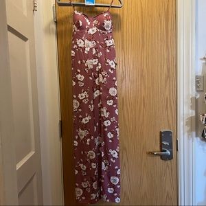 Xhilaration Mauve Floral Jumpsuit